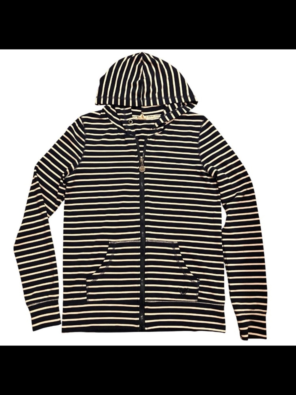 Roxy Women Blue White Stripe Hoodie Full Zip Size XL